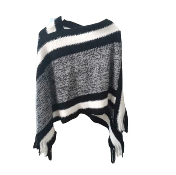 Black & White or Blue & White Poncho /Sweater - Picture 1 of 3